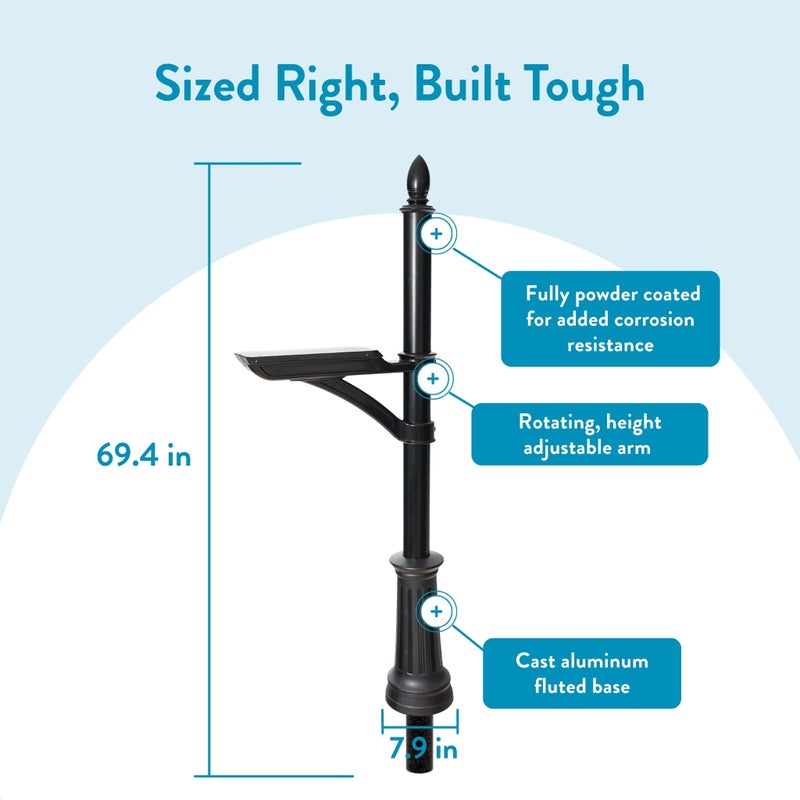 Architectural Mailboxes Hamilton Aluminum Mailbox Post, Compatibility Code F, G, H, 7510B-10, Black - Image 5